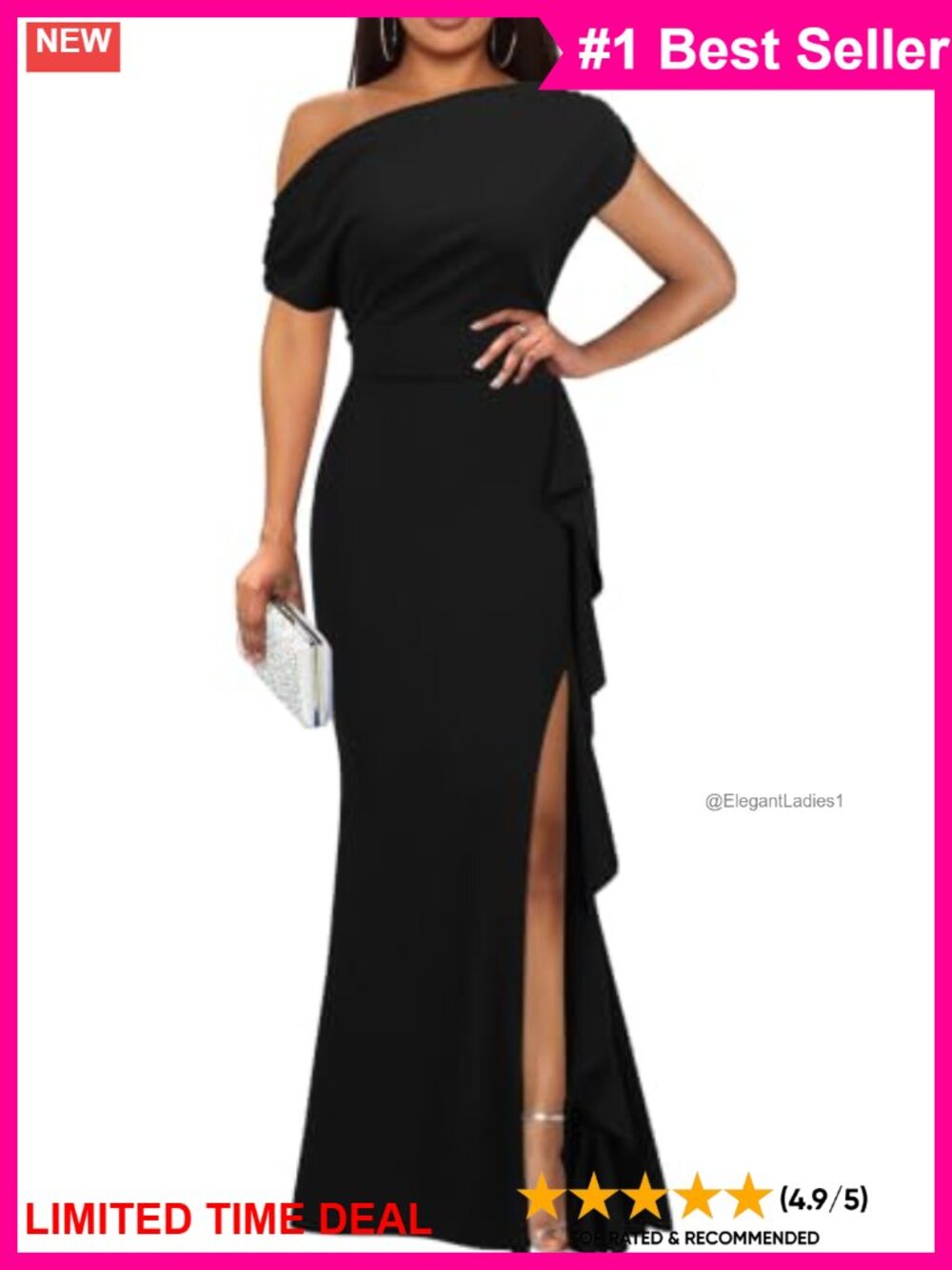 Sleeveless Off Shoulder Ruffle Split Mermaid Maxi Formal Evening Dress